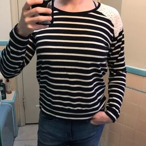 Striped sweater with cute lace detailing